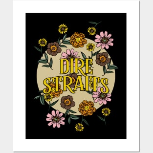 Dire Straits Name Personalized Flower Retro Floral 80s 90s Name Style Posters and Art